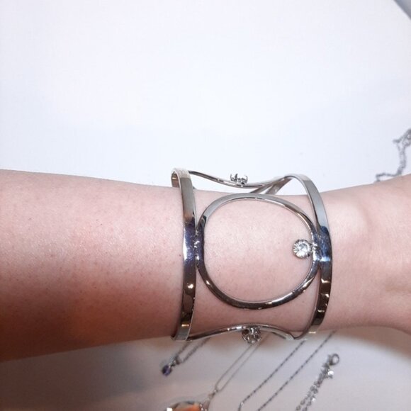 5Pc Jewelry Set Faux Diamond Gemstone Necklace Silver Bangle Infinity Bracelet - Picture 3 of 14